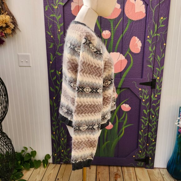 Vintage Valerie Stevens Furblend Angora & Lambswool Button Up Cardigan Sweater - Picture 3 of 15